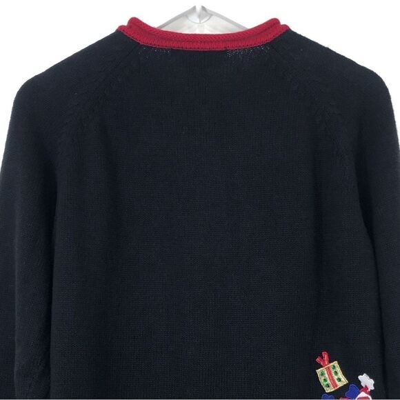 Tiara International Christmas Collection 2004 Black Red Santa Appliqué Cardigan - Picture 11 of 16